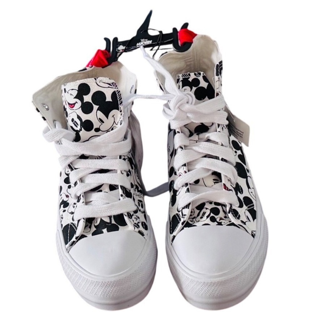 Disney Mickey Mouse High Top Sneakers Black White Canvas‎ Shoes Mens 8 Womens 10